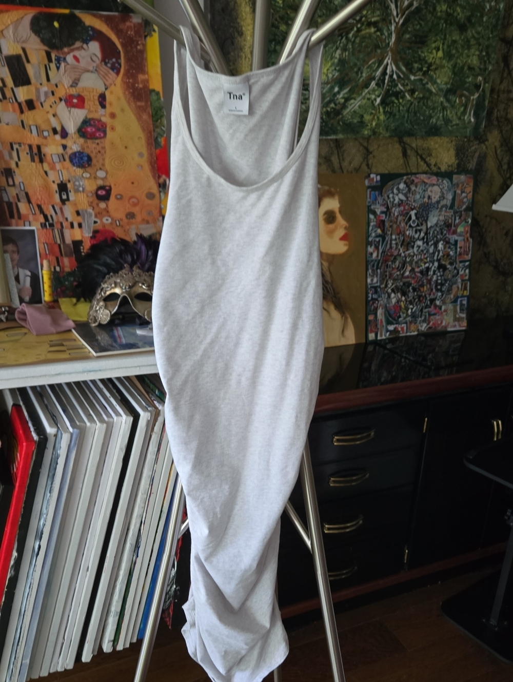 TNA Light Gray Scoop Neck Tank Dress
